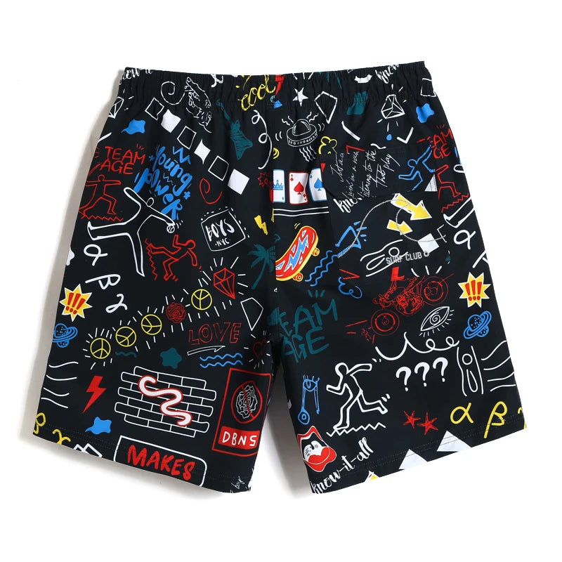 Comfortable elastic waistline beach shorts Swimwear Men's printed leisure shorts