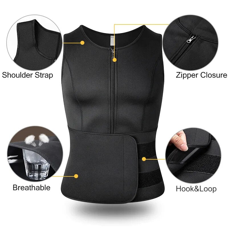 Neoprene Men's Shapers Sweat Vest Trainer Vest Adjustable