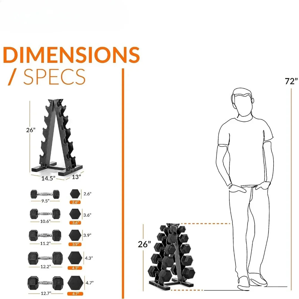 Dumbbell Set With Rack, Multiple Options in 150lbs and 210lbs Weights