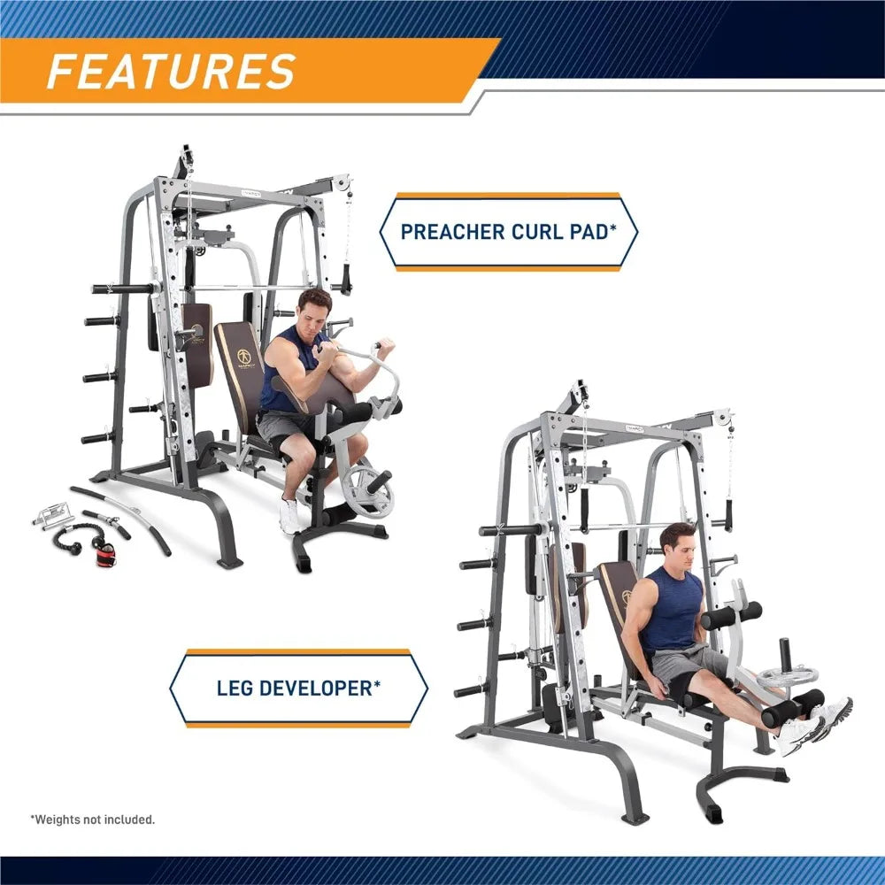 Cage Workout Machine Full Body Training Home Gym System with Leg Developer, Press Bar, PEC Deck, Cable Crossovers