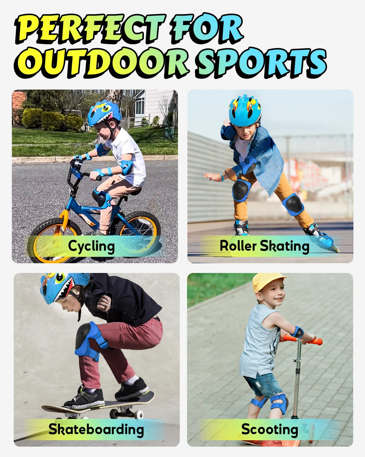 Kids Bicycle Helmet Cycling Guard Knee Elbow Pads Protective Gear