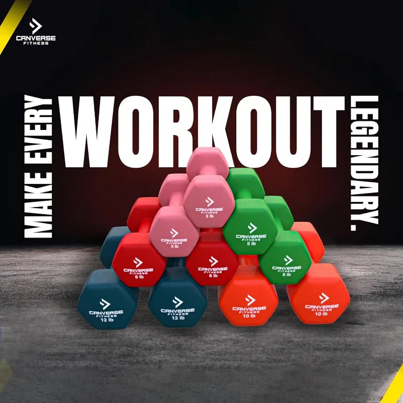 Neoprene Workout Dumbbells Weights, Non Slip Anti Roll, Hex Shaped Hand weights