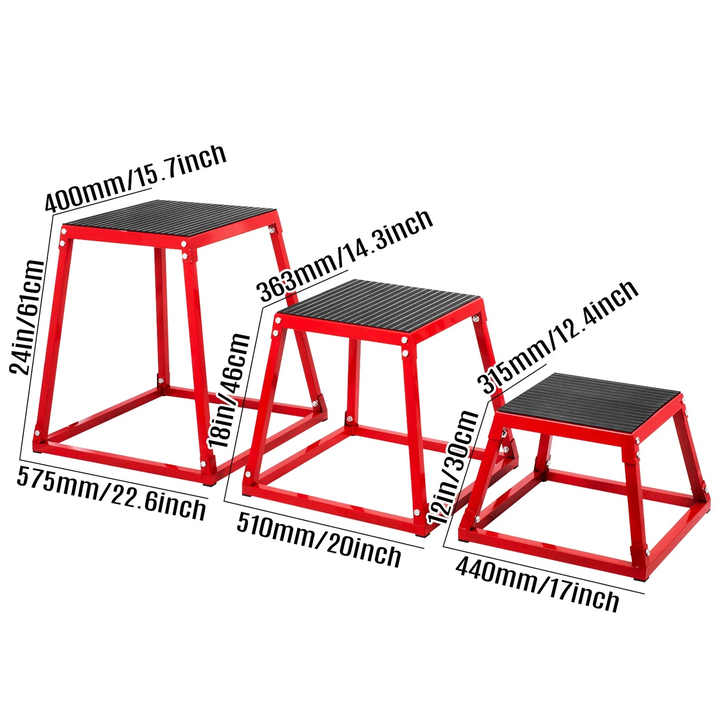 Platform Box Set Fitness Exercise Jump Box Step Training (12/18/24/Red)