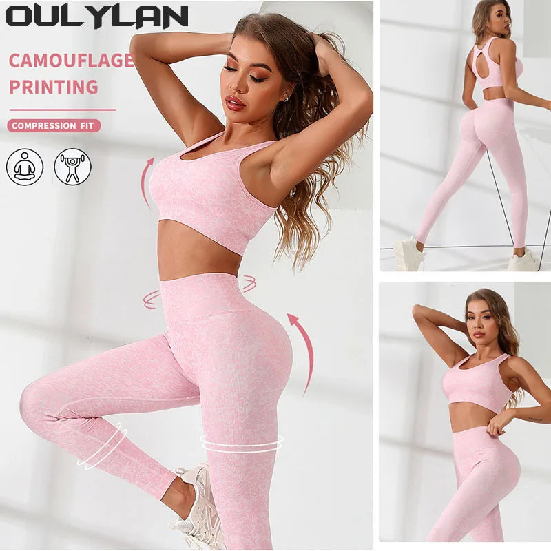 Women Sportswear Yoga Sets Sport Tracksuit 2PCS Set Seamless Gym Fitness Suit