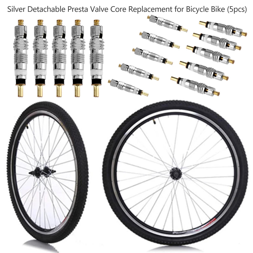 10-1000Pcs Silver Bicycle Replacement Valve Core Stem Presta Detachable Tyre Valve Core For Tubeless MTB Road Bike Bike