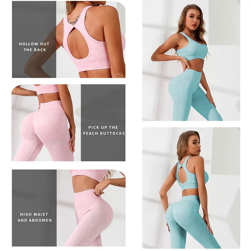 Women Sportswear Yoga Sets Sport Tracksuit 2PCS Set Seamless Gym Fitness Suit