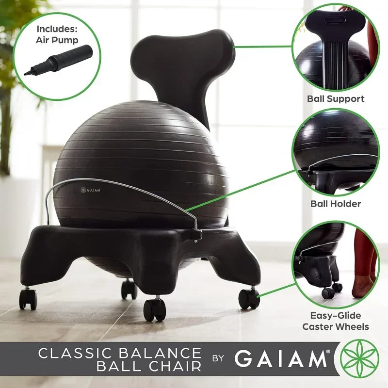 Classic Balance Ball Chair – Exercise Stability Yoga Ball Premium Ergonomic Chair