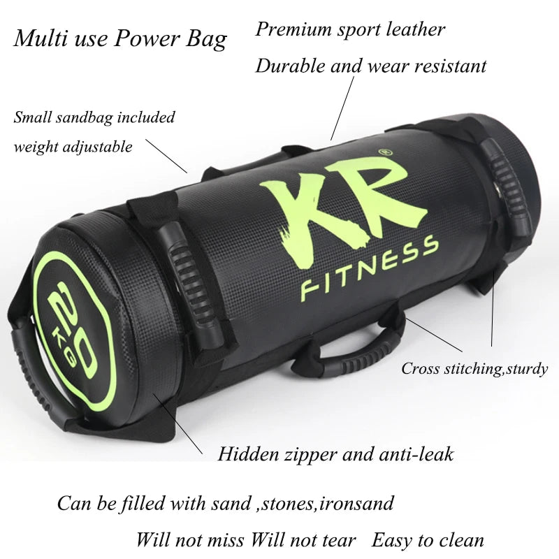 Fitness Sandbag Adjustable Weighted Power Training Heavy Duty Gym Bag Workout 6 Handles