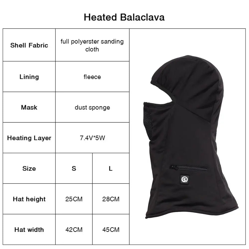 Heating Ski Mask With Battery Electric Warm Hats Snowboard Balaclava