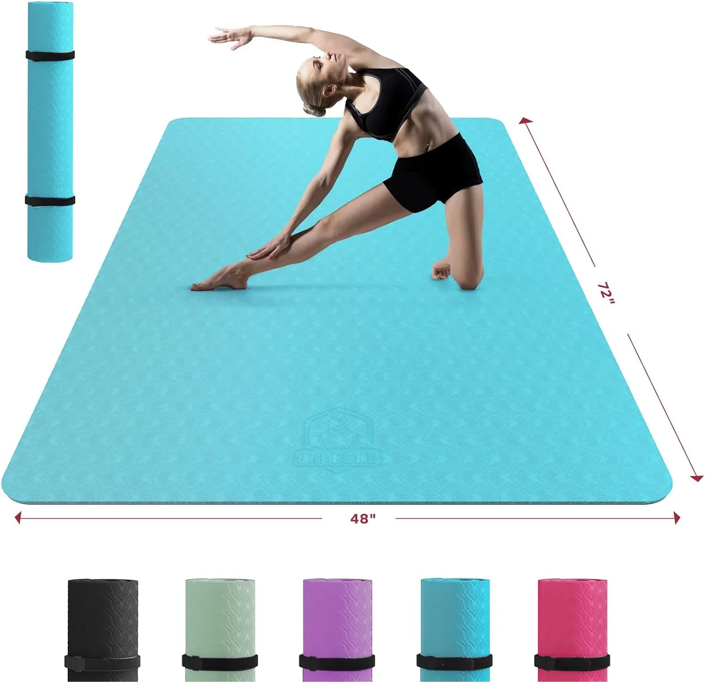 Extra Large Yoga Mat - 72"x48"/78"x54"x6mm, Non-Slip, Durable, Eco-Friendly, Thick Wide Exercise Mat