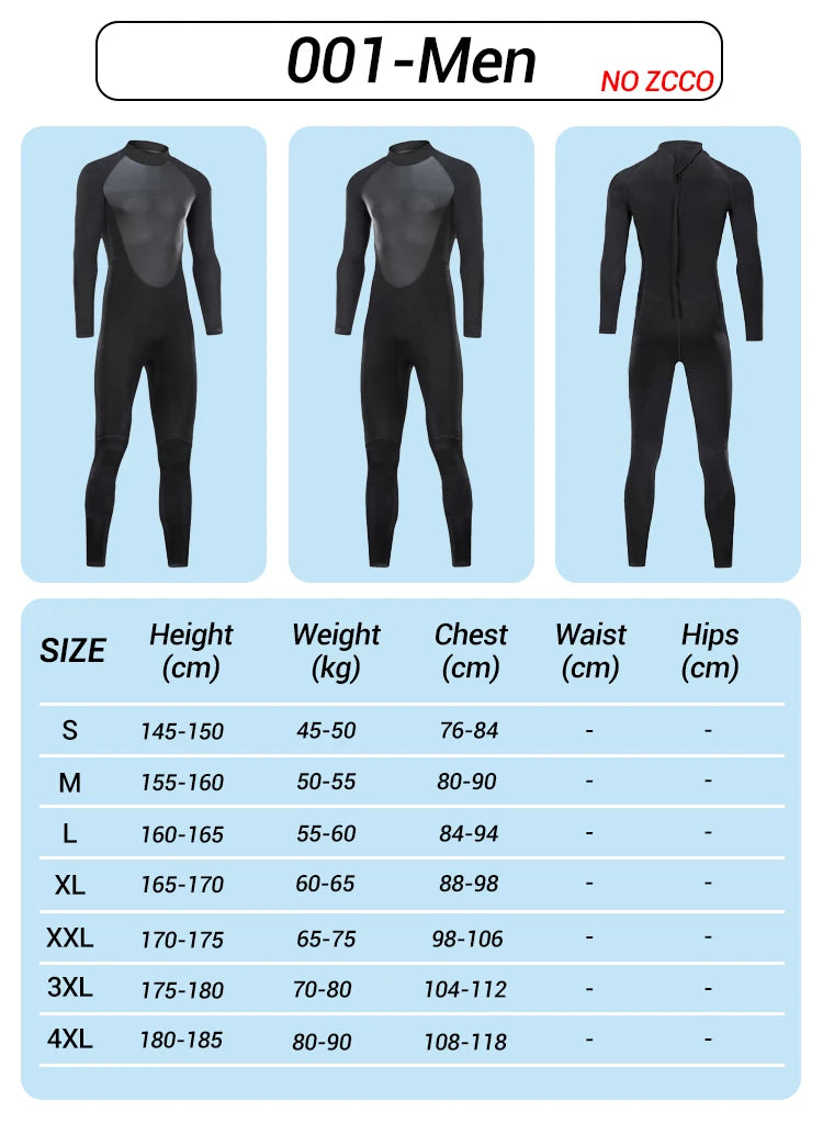 3MM Neoprene Wetsuit Surf Scuba Diving Suit Underwater Fishing Spearfishing Kitesurf Swimwear