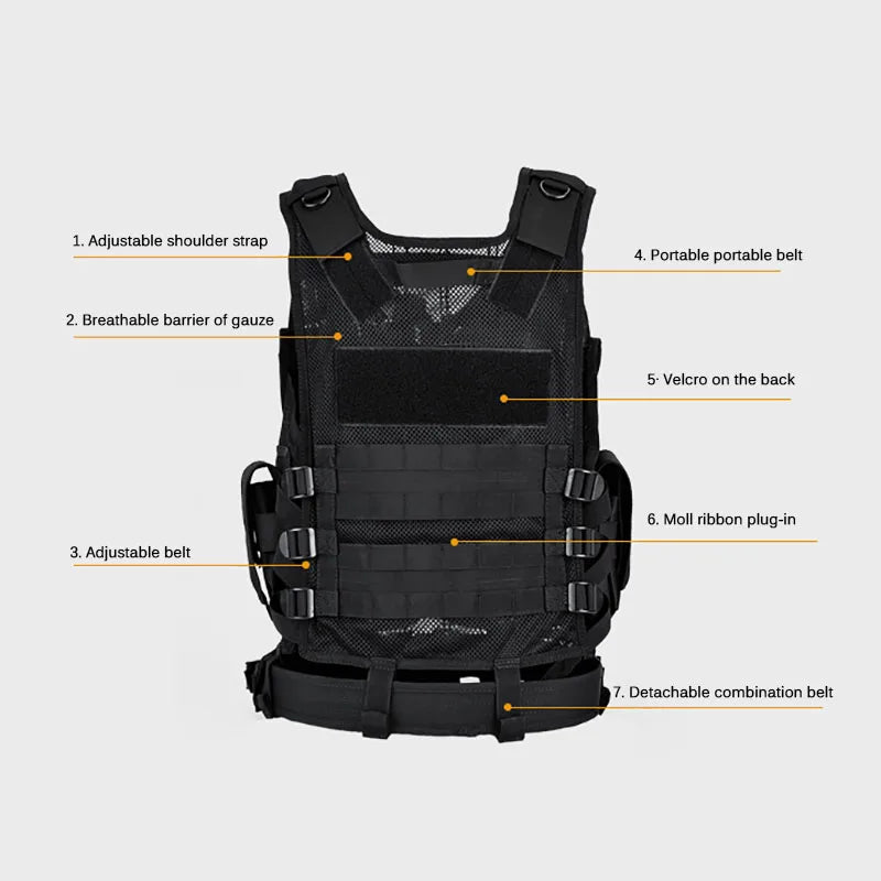 Adjustable Tactical Vest Security Combat Body Armor