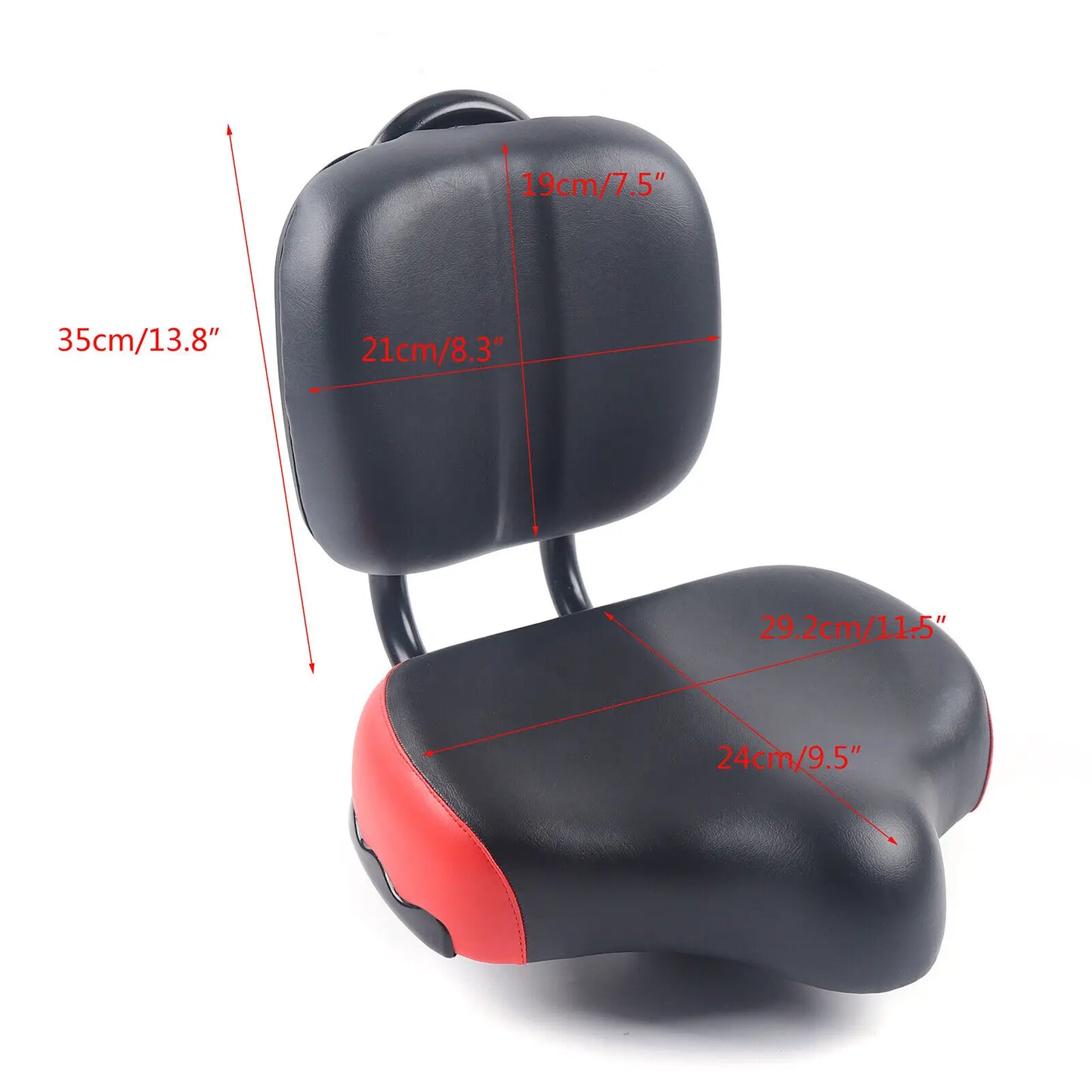 Bicycle Seat with Backrest Support, Wide Comfort Saddle