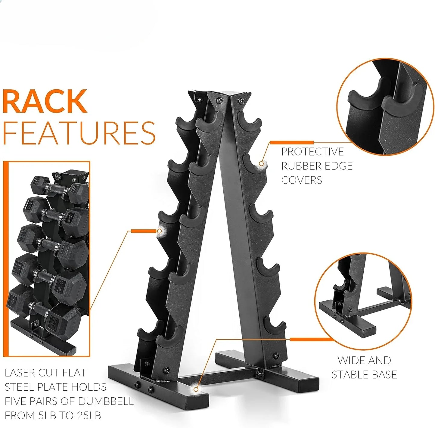 Dumbbell Set With Rack, Multiple Options in 150lbs and 210lbs Weights