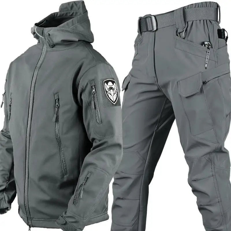 Outdoor Shark Skin Warmth Jackets Pants Set Tactical Camo Thickened Coat Soft Shell