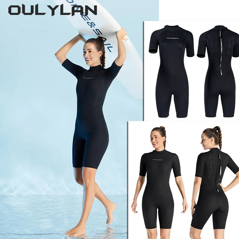 Wetsuit 3mm Neopreno Short Sleeve Kitesurf Scuba Diving Suit Spearfishing Swimsuits for Women