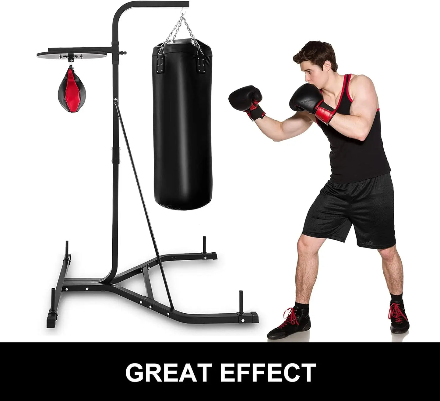 Foldable Boxing Heavy Bag Stand, Heavy Duty Boxing Punching Bag Stand Steel Sandbag Rack Freestanding Up to 132 lbs