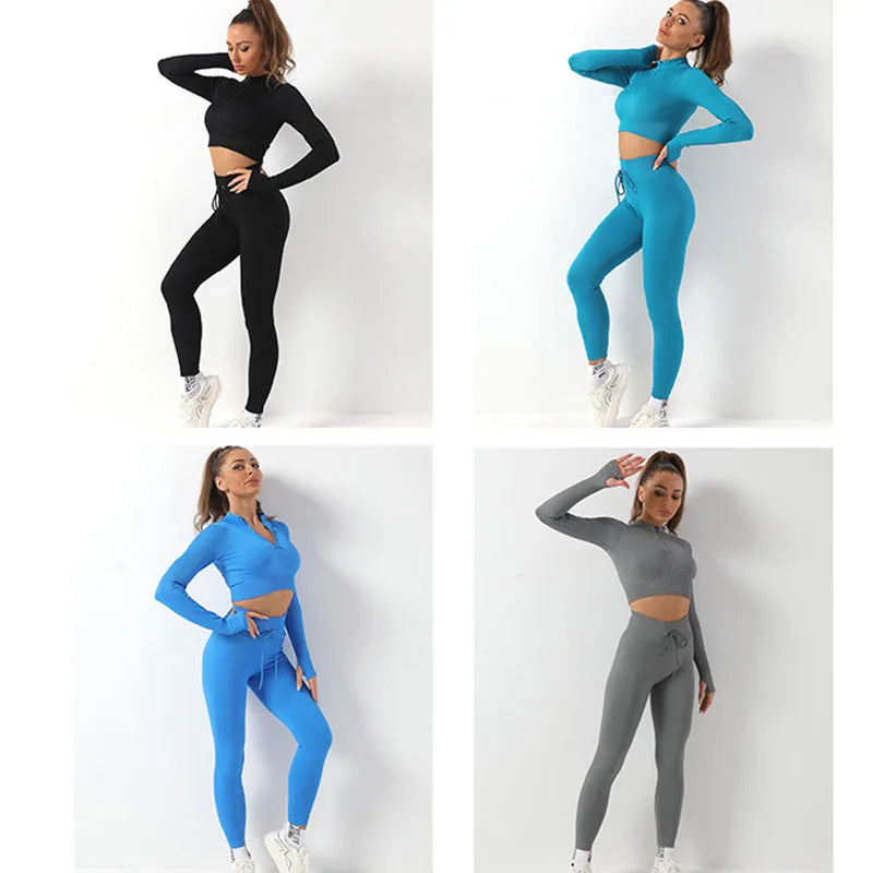 Women Sport Outfit Women Sportswear Gym Set Tracksuit Long Sleeve Yoga Suit for Fitness