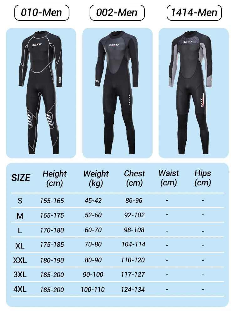 3MM Neoprene Wetsuit Surf Scuba Diving Suit Underwater Fishing Spearfishing Kitesurf Swimwear