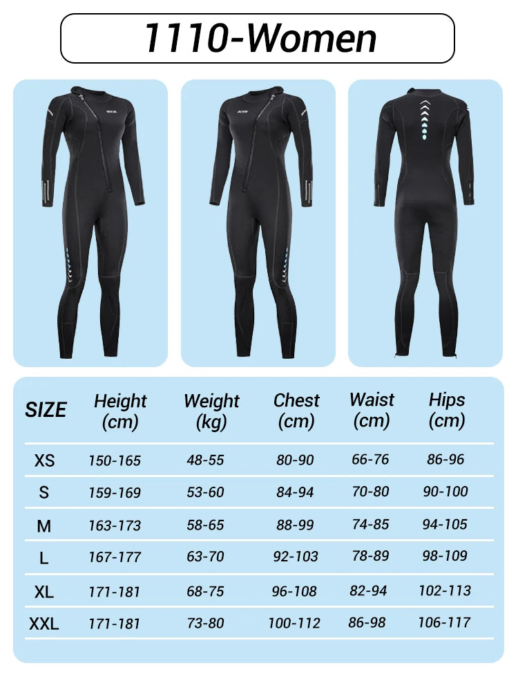 3MM Neoprene Wetsuit Surf Scuba Diving Suit Underwater Fishing Spearfishing Kitesurf Swimwear