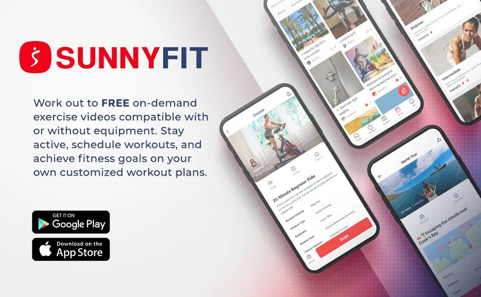 Premium Magnetic Belt Drive Indoor Cycling Stationary Exercise Bikes with Optional SunnyFit App Enhanced Bluetooth Connectivity