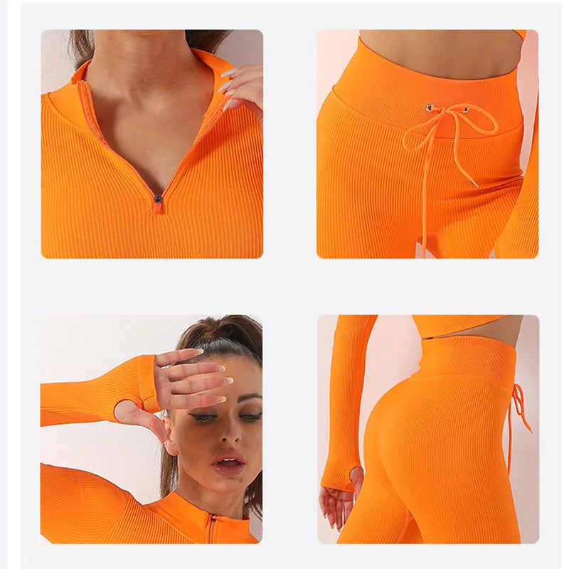 Women Sport Outfit Women Sportswear Gym Set Tracksuit Long Sleeve Yoga Suit for Fitness