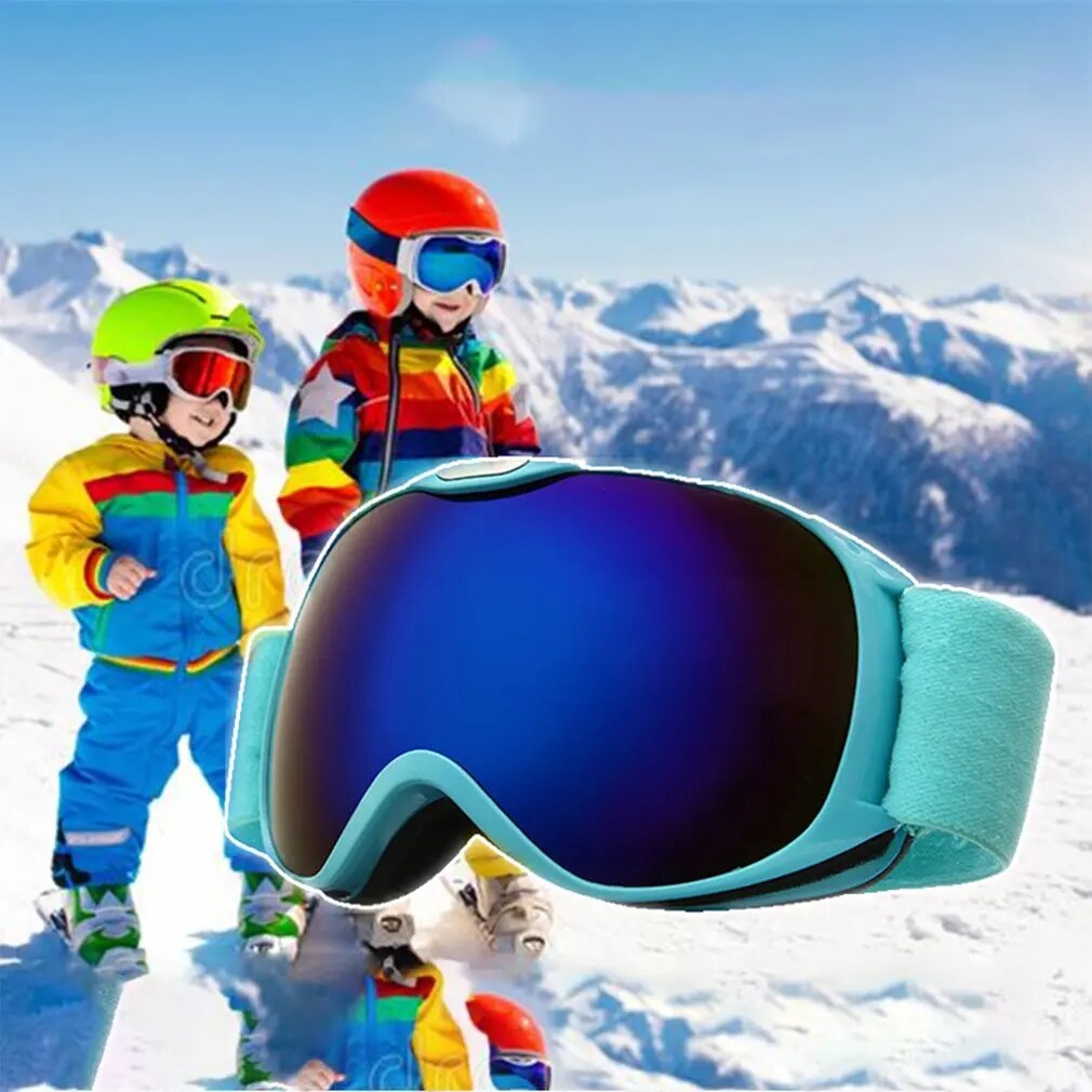 Children Ski Goggles Anti-fog Double Layer Magnetic Film Goggle