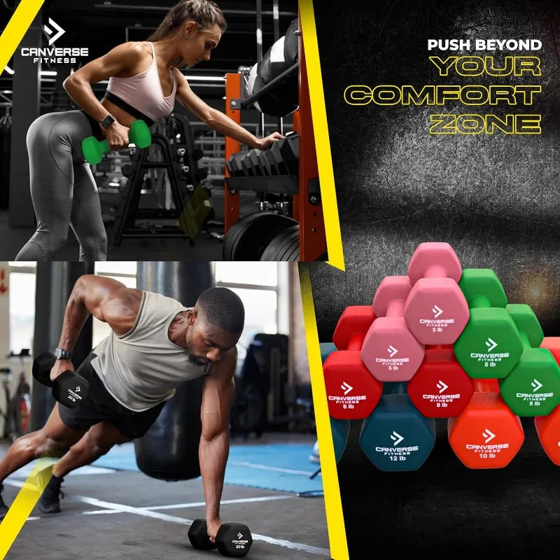 Neoprene Workout Dumbbells Weights, Non Slip Anti Roll, Hex Shaped Hand weights