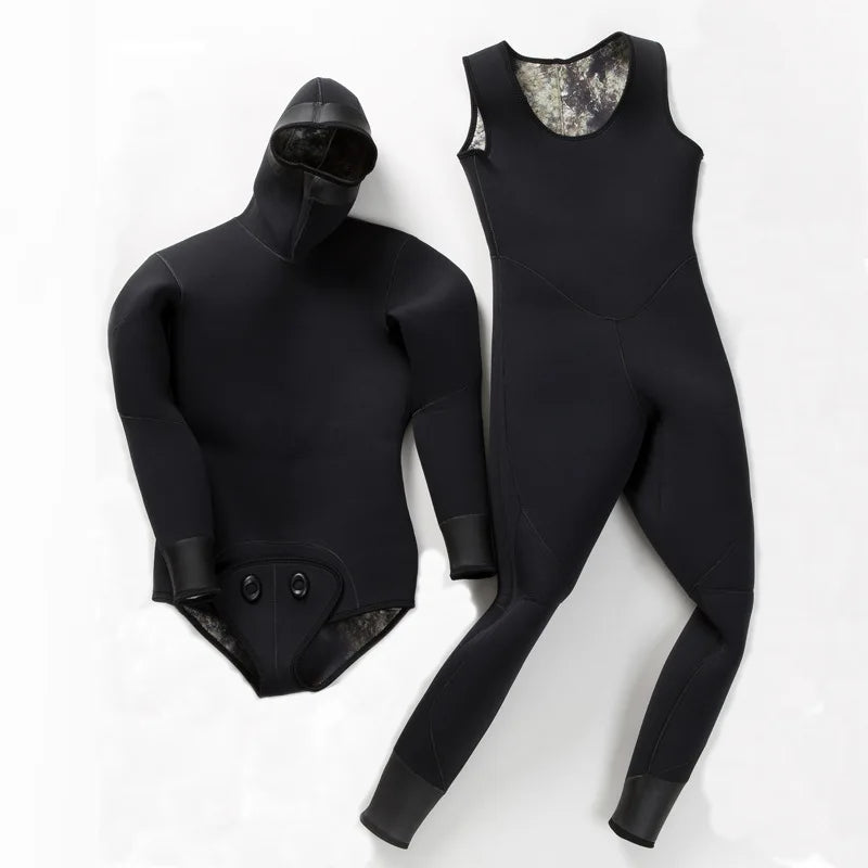 Wetsuit, 5mm, 7mm Neoprene Spearfishing Scuba Diving Suit Camouflage 2pieces Keep Warm Suit