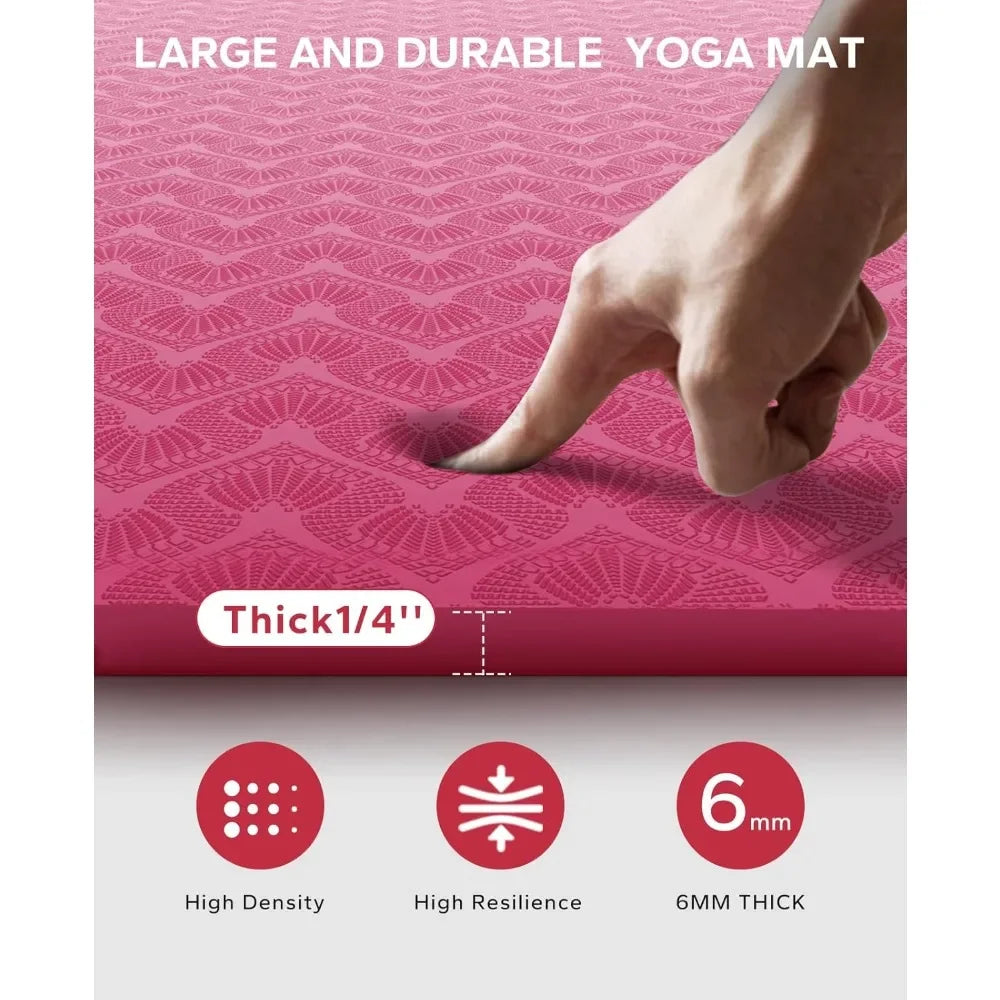 Extra Large Yoga Mat - 72"x48"/78"x54"x6mm, Non-Slip, Durable, Eco-Friendly, Thick Wide Exercise Mat