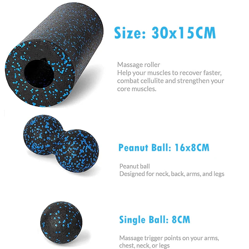 Yoga Column Yoga Roller Fitness Massage Ball Set, Stretching Exercise High Density Foam Roller Balls