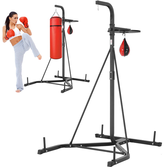 2 in 1 Punching Bag Stand Steel Heavy Duty Workout Equipment Adjustable Height Boxing Bag Holds Up to 400 lbs