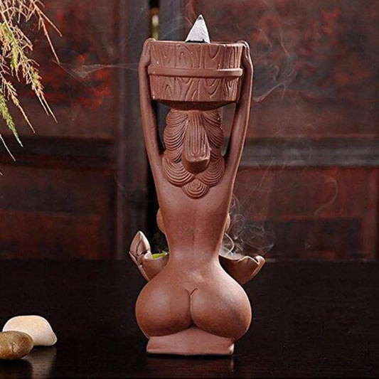 Backflow Incense Burner Smoke Waterfall Fountain Ceramic Naked Women Incence Cone Holder