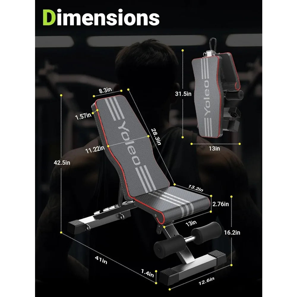 Foldable Bench Press Bench of Home Gym Strength Training; Incline Decline Flat