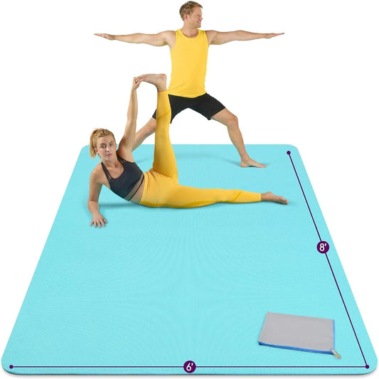 Large Yoga Mat 8'x6'x8mm Extra Thick, Durable, Eco-Friendly, Barefoot Exercise and Premium Fitness