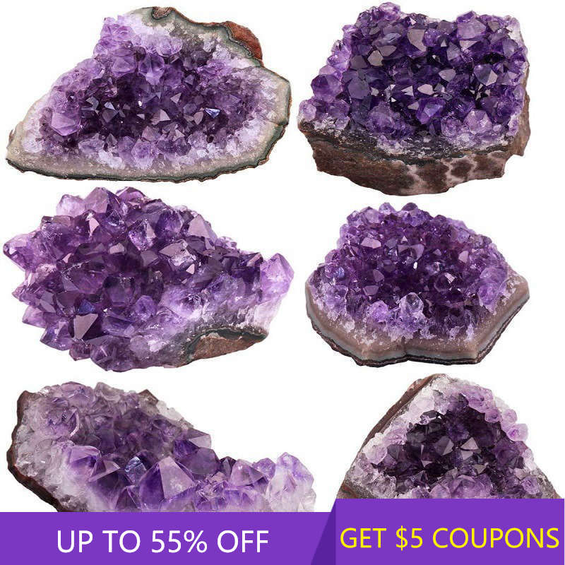 Natural Raw Brazilian Amethyst Quartz Crystal Cluster Geode Healing Stones Specimen Home Decoration