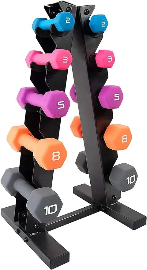 Neoprene Dumbbell Free Hand Weight Set with Storage Rack