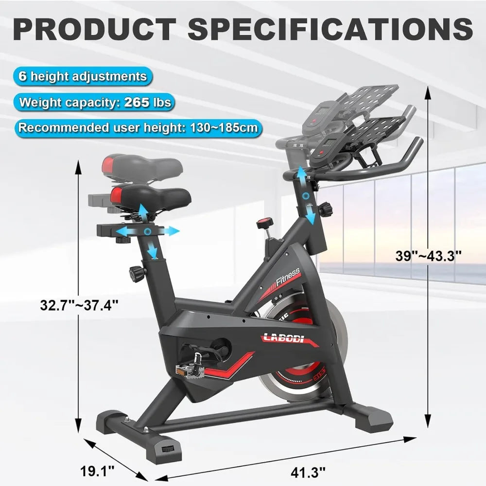 Exercise Bikes Stationary with Saddle Cover, Ipad Mount & LCD Monitor,