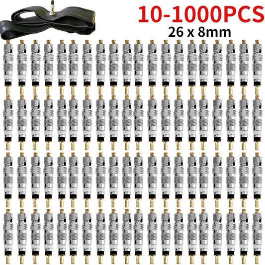 10-1000Pcs Silver Bicycle Replacement Valve Core Stem Presta Detachable Tyre Valve Core For Tubeless MTB Road Bike Bike