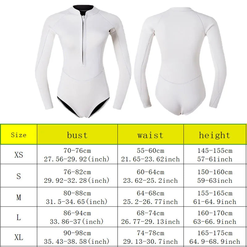 Woman Diver Diving Suit 2mm Neoprene Diving Equipment  Long Sleeve Bikini Swimsuit