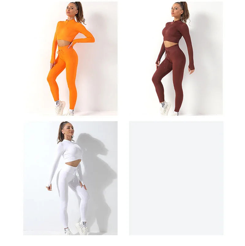 Women Sport Outfit Women Sportswear Gym Set Tracksuit Long Sleeve Yoga Suit for Fitness