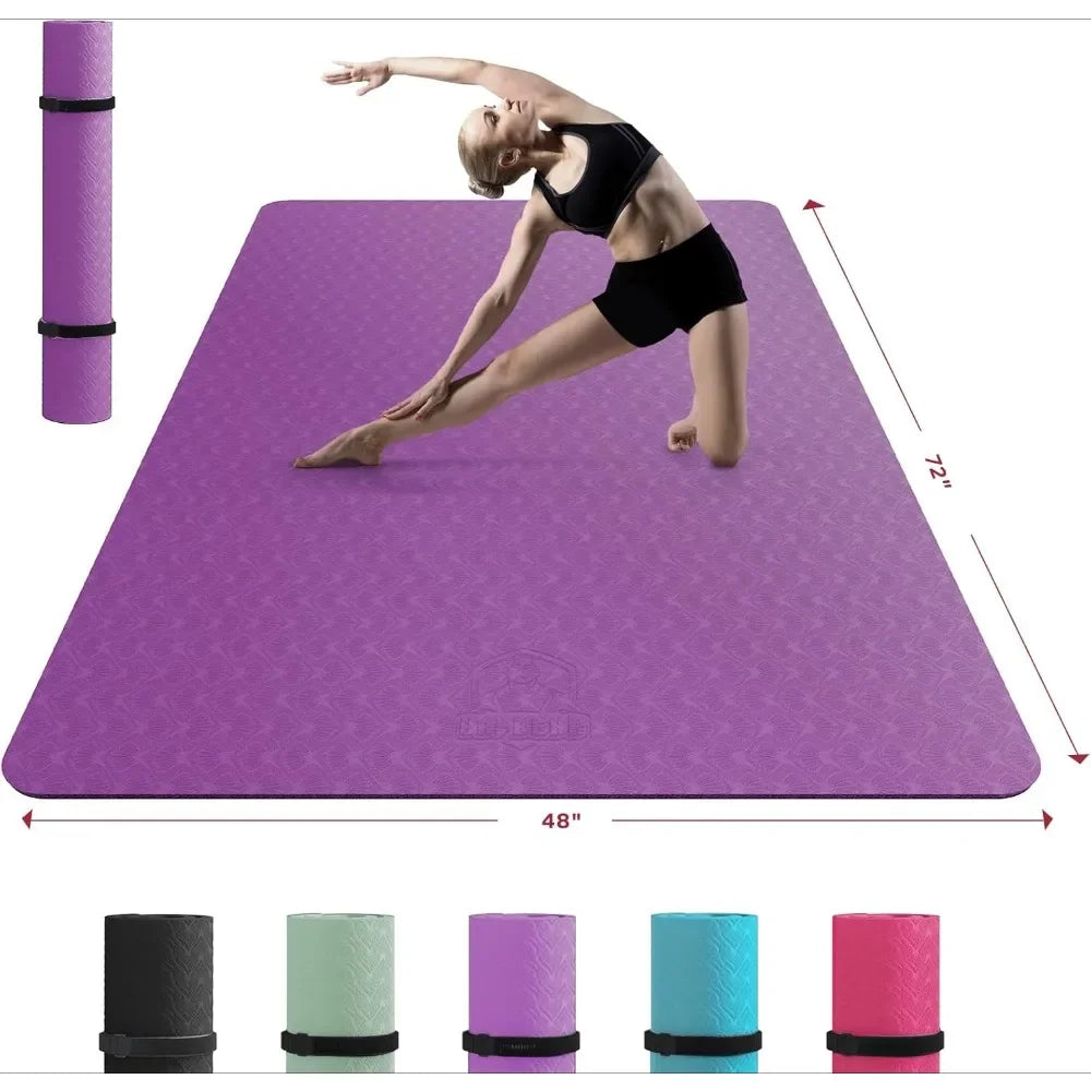 Extra Large Yoga Mat - 72"x48"/78"x54"x6mm, Non-Slip, Durable, Eco-Friendly, Thick Wide Exercise Mat