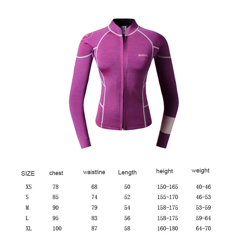 Wet Suit Diving Suit 2MM Women Wetsuit Split Long Sleeved Top Kitesurf Surf Surfing Spearfishing