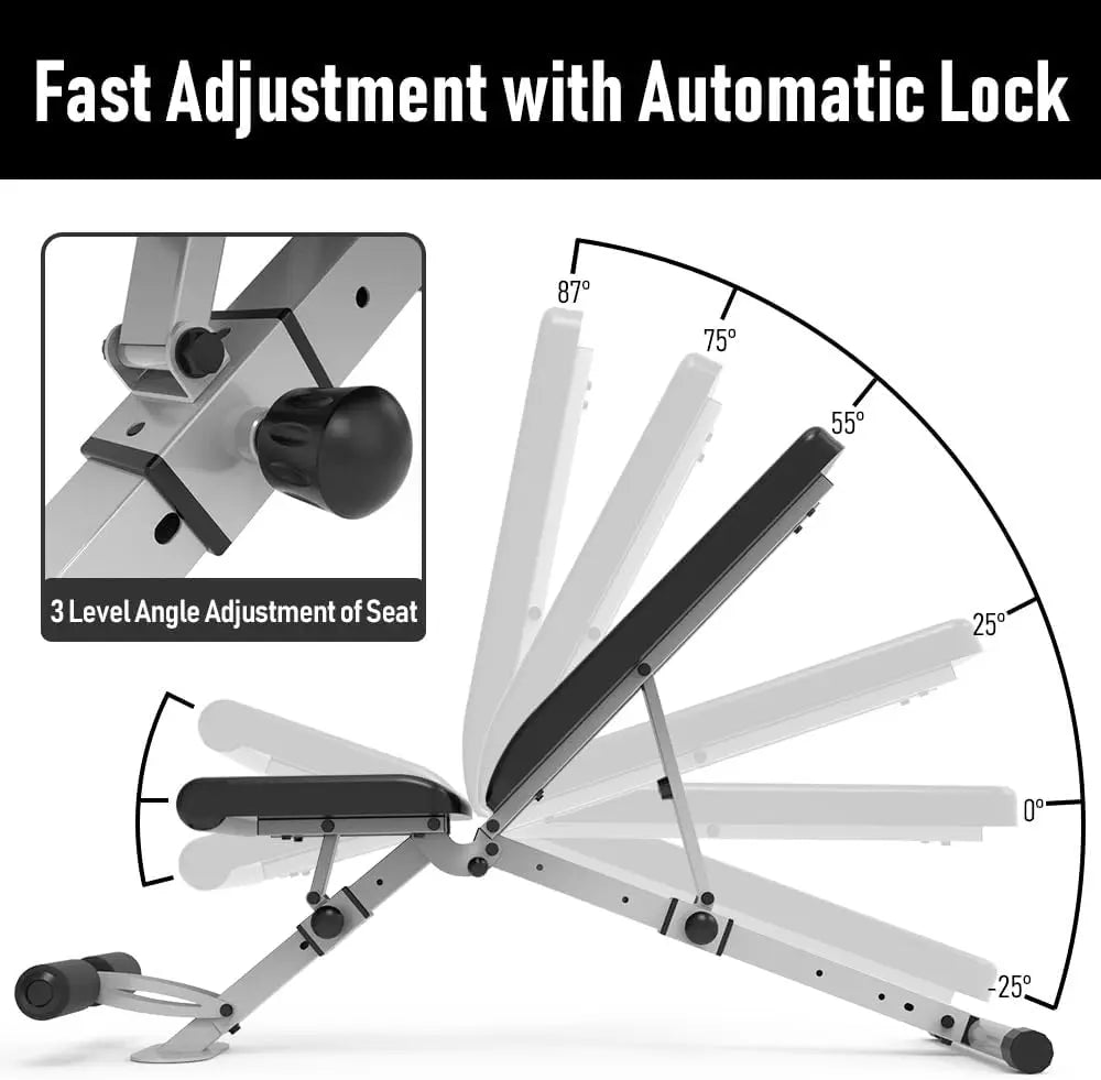 Adjustable Weight Bench Foldable with Automatic Lock for Upright Incline Decline