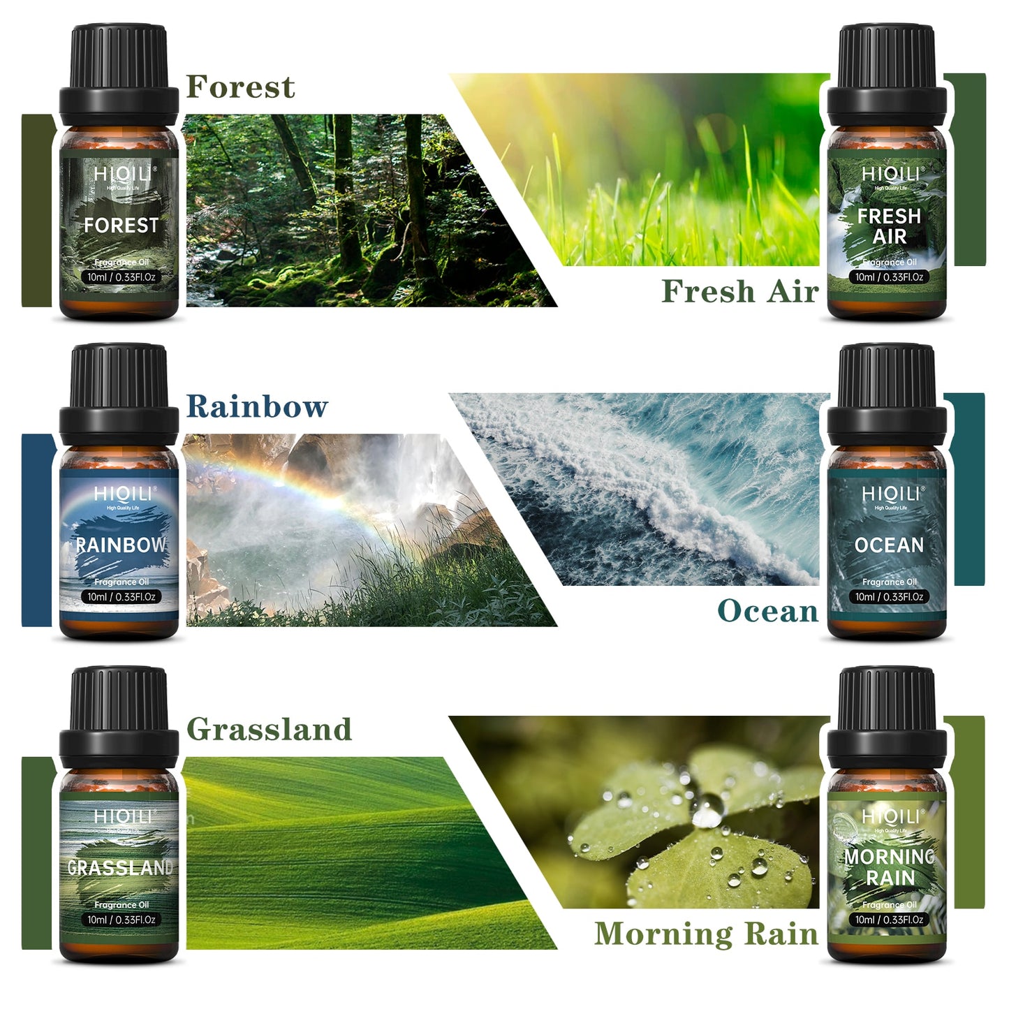 HIQILI Fragrance Oils Set-Nature Theme | TOP 6 Gift Set Use For Aromatherapy,Diffuser,Humidifier