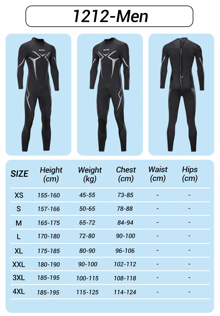 3MM Neoprene Wetsuit Surf Scuba Diving Suit Underwater Fishing Spearfishing Kitesurf Swimwear