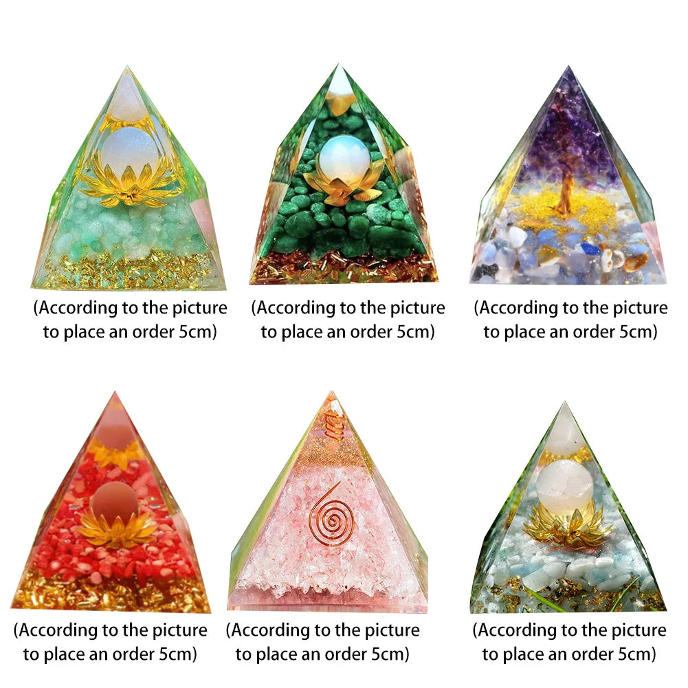 Gem Pyramid Crystals Protection Energy Generator Healing Reiki Chakra Meditation Ornaments Crafts