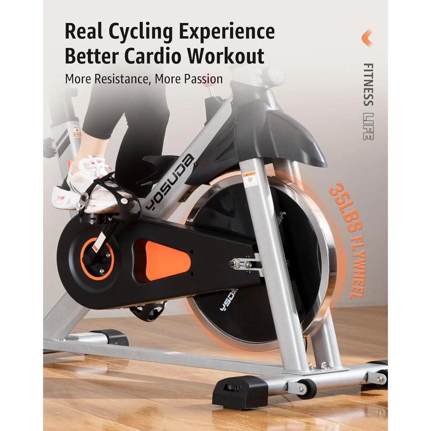 Cycling Bike Brake Pad/Magnetic Stationary Bike with Ipad Mount & Comfortable Seat Cushion