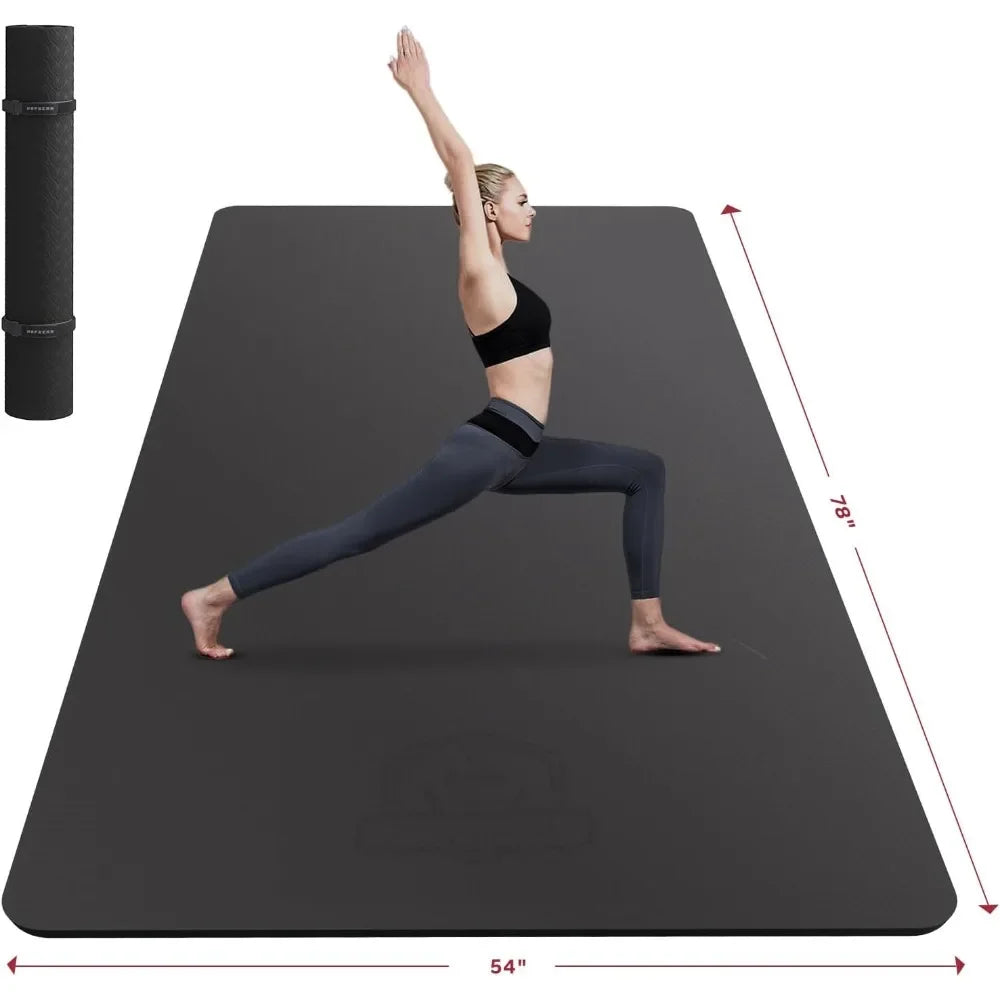 Extra Large Yoga Mat - 72"x48"/78"x54"x6mm, Non-Slip, Durable, Eco-Friendly, Thick Wide Exercise Mat