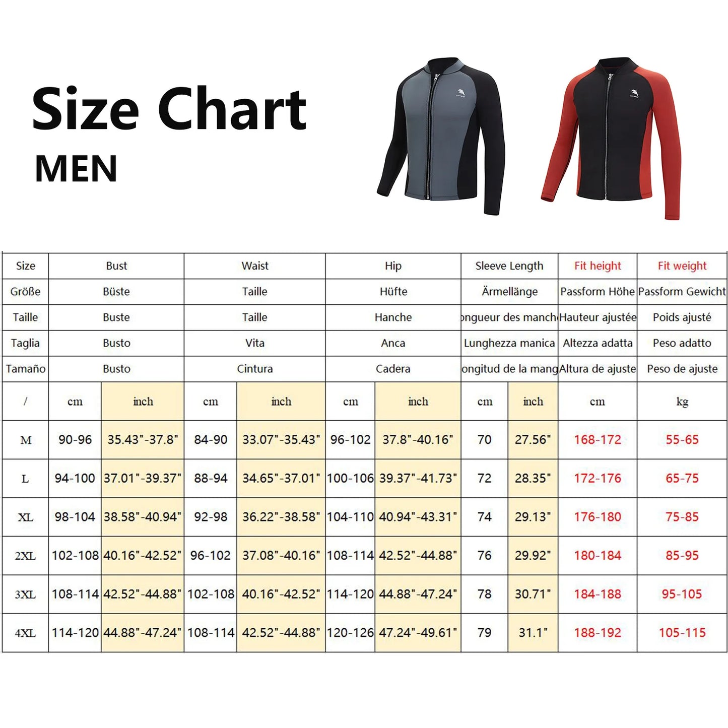 Swimming Men's Split Long Sleeve Surf Snorkel Top Jacket 2mm Neoprene Wetsuit